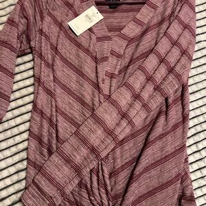 Daytrip Burgundy Striped Long Sleeve Top